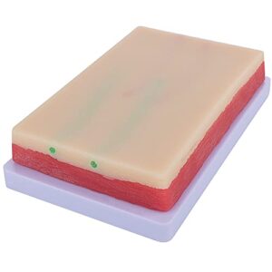 venipuncture iv injection training pad model, silicone human skin suture training model, injection practice pad, 4 veins imbedded, 3 skin layers(7.1″ x 4″ x 1.1″)