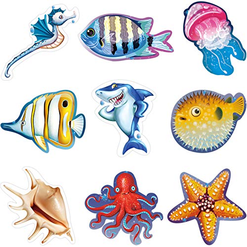 45 Pieces Ocean Cutouts Fish Cutouts Sea Cutouts Ocean Bulletin Board Ocean Classroom Decorations with Glue Point Dots for School Luau or Under The Sea Fishing Birthday Themed Party, 5.9 x 5.9 Inch