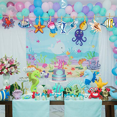 45 Pieces Ocean Cutouts Fish Cutouts Sea Cutouts Ocean Bulletin Board Ocean Classroom Decorations with Glue Point Dots for School Luau or Under The Sea Fishing Birthday Themed Party, 5.9 x 5.9 Inch