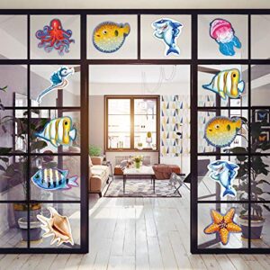 45 Pieces Ocean Cutouts Fish Cutouts Sea Cutouts Ocean Bulletin Board Ocean Classroom Decorations with Glue Point Dots for School Luau or Under The Sea Fishing Birthday Themed Party, 5.9 x 5.9 Inch