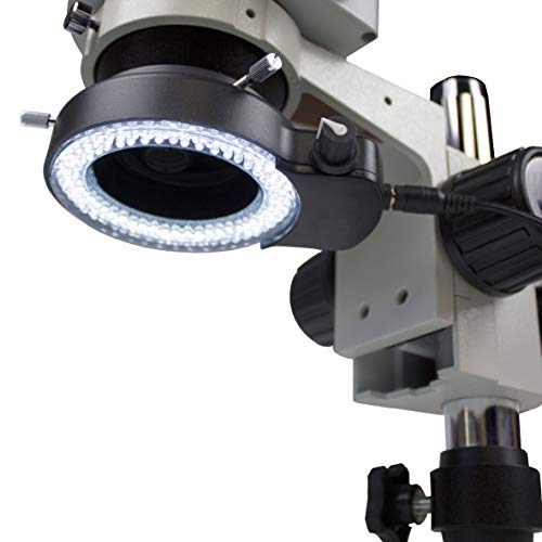 Vision Scientific VMLIFR-09B Black Adjustable 144 LED Ring Light for Stereo Microscope | 2.5" (62.5mm) Inside and 3.64" (92.5mm) Outside Diameters | 1-7/8" (48 mm in Diameter) Ring Adapter Included