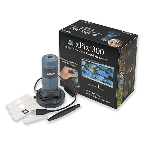 Carson MM-940 zPix 300 Zoom 86x-457x Power USB Digital Microscope with Integrated Camera and Video Capture,Black