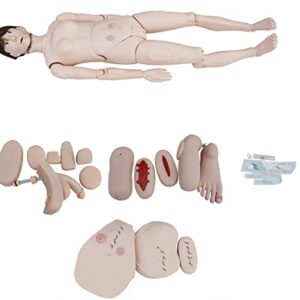 PreAsion Training Manikin Model Trauma Model Anatomical Human Model Demonstration Manikin Patient Care for Nursing Female-Male Wound Training Mannequin Patient Care Education Teaching 63’’Life-Size