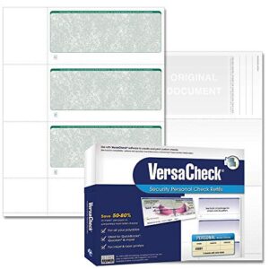 versacheck secure checks – 750 blank business or personal wallet checks – green classic – 250 sheets form #3001-3 per sheet
