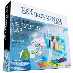 wild environmental science test tube chemistry lab – 50+ science experiments and reactions – ages 8+ – learn about solids, liquids, gases and more!