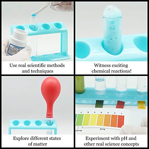 WILD ENVIRONMENTAL SCIENCE Test Tube Chemistry Lab - 50+ Science Experiments and Reactions - Ages 8+ - Learn About Solids, Liquids, Gases and More!