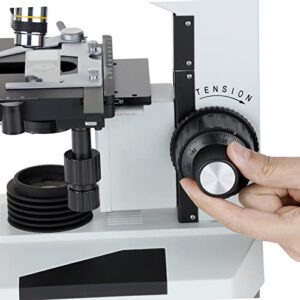 AmScope T490B-DK Compound Trinocular Microscope, WF10x and WF20x Eyepieces, 40X-2000X Magnification, Brightfield/Darkfield, Halogen Illumination, Abbe Condenser, Double-Layer Mechanical Stage, Sliding Head, High-Resolution Optics