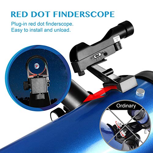 AOMEKIE Reflector Telescopes for Adults Astronomy Beginners 76mm/700mm with Phone Adapter Bluetooth Controller Tripod Finderscope and Moon Filter