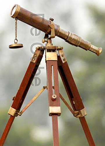De Cube Vintage Brass Telescope with Best DF Lens and Adjustable Tripod Stand Makes it Perfect for Kids and Beginners, Office Table Home Decor Ascent, Collectible (Antique Patina on Brass)