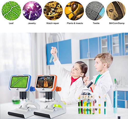 Andonstar AD205 Digital Microscope 200X Magnification USB LCD Microscope for Children, Student, Hobbyist DIY, with Slides Kit School Lab Fun&Educational Plant Insect Specimen Slides Observation