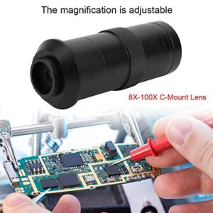 Microscope Camera, 8X-100X C-Mount Lens Industrial Microscope Camera 25mm Zoom Adjustable Magnification Camera Lens for Industrial Microscope Camera.