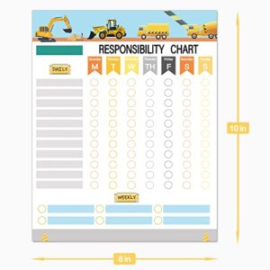 Construction Trucks Magnetic Chore Chart - Kids Weekly and Daily Tasks, Responsibilities - Reward Chart for Multiple Kids Teens Adults Family 8 x 10 inch