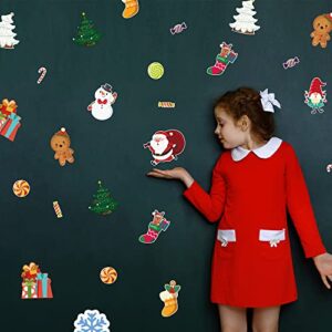 Winnwing 55Pcs Christmas Cutouts Bulletin Board Decorations Set Colorful Xmas Tree Santa Claus Stockings Candies Paper Cut-Outs with Glue Point Dots Seasonal Holiday Home School Classroom Wall Décor