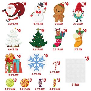 Winnwing 55Pcs Christmas Cutouts Bulletin Board Decorations Set Colorful Xmas Tree Santa Claus Stockings Candies Paper Cut-Outs with Glue Point Dots Seasonal Holiday Home School Classroom Wall Décor