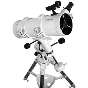 explore scientific firstlight 114mm newtonian telescope with eq3 mount (white) – mounted telescope for adults stargazing – observation telescope and astronomy telescope