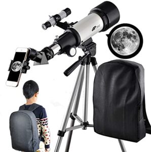 telescopes for adults 70mm aperture 400mm az mount, astronomical refractor portable telescope for kids and beginners with backpack to travel and view moon