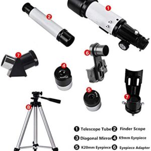 Telescopes for Adults 70mm Aperture 400mm AZ Mount, Astronomical Refractor Portable Telescope for Kids and Beginners with Backpack to Travel and View Moon