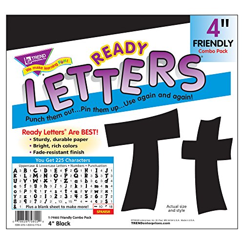 TREND enterprises, Inc. T-79802 Black 4" Friendly Combo Ready Letters