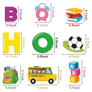 BeYumi 69Pcs Back to School Cutouts Bulletin Board Decoration Set DIY Cardstock Paper Cutouts First Day of School Teacher Supplies for Welcome School Theme Party Elementary Preschool Kindergarten