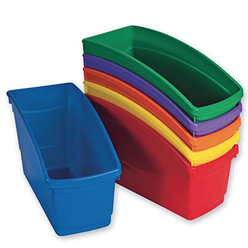 S&S Worldwide Durable Book, Magazine, File Folder, and Binder Holders. Ideal Bin for Narrow or Vertical Storage Needs. Instantly Color Code Home or Classroom, Assorted Primary Colors. Set of 6.