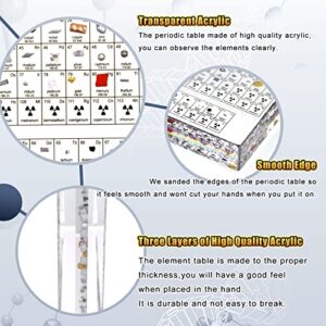 CNQLIS Periodic Table with Real Elements-Inside,Acrylic Periodic Table,3D Periodic Table of Elements,Gift for Teacher Parents Friend Students,Wooden Base(6 * 4.5 * 0.8 inch)