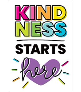 carson dellosa kind vibes kindness starts here poster—inspirational wall art, educational poster for bulletin board, office, homeschool, classroom decor (13.37″ x 19″)