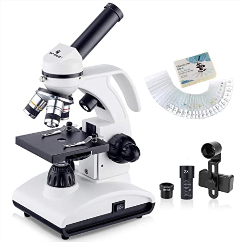 BNISE 100x-2000x Biological Microscopes, for Kids Students Adults, Microscope with Microscope Slides Set, Phone Adapter, Powerful Biological Microscopes for School Laboratory Home Science Education