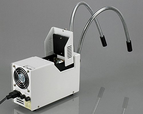AmScope HL250-AY Dual-Gooseneck Fiber Optic Stereo Microscope Light, 150W Halogen Light Source, 110V-120V