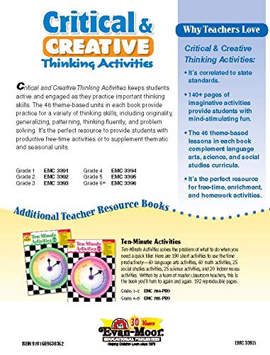 Evan-Moor Critical and Creative Thinking Activities Teacher's Resource Book, Grade 2