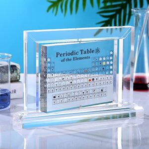 periodic table with real elements inside, acrylic periodic table display with 83 real element samples, 360° rotating frame display, remarkable gift for kids adults teachers – 9.05″x1.96″x6.3″