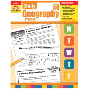evan-moor book daily geography practice- grade 5, 8.5 h x 11.0 l x 0.36 w