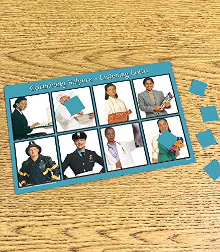 Key Education Listening Lotto: Community Helpers, Children's Auditory, Pre-Reading, Language Learning Matching Board Game, 12 Photographic Game Boards and Audio CD, 1-12 Players, Ages 4+