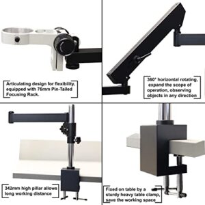 Parco Scientific PA-8 Articulating Arm Pillar Clamp Stand for Stereo Microscopes, 76mm Diameter Focusing Rack with Pin-Tail, 342mm Vertical Pillar