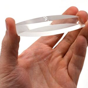 Eisco Labs Double Convex Acrylic Lens; 89mm Length, 20cm Focal Length - Clear Face & Frosted Face