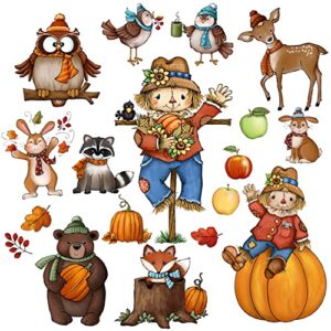 quera 36pcs thanksgiving bulletin board décor cut-outs autumn fall classroom decorations scarecrow forest animals bulletin board cutouts with glue point dots maple leaves crows pumpkin corns acorns