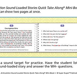 Super Duper Publications | Articulation Sound-Loaded Stories Quick Take Along® Mini-Book | Educational Resource for Children