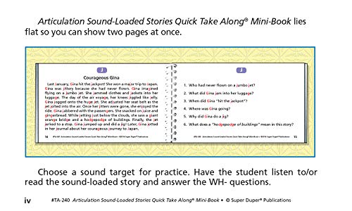 Super Duper Publications | Articulation Sound-Loaded Stories Quick Take Along® Mini-Book | Educational Resource for Children