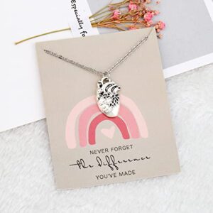 MYOSPARK Anatomy Cardiologist Gift Anatomical Heart Necklace 3D Human Heart Necklace for Medical Personnel With Message Card (heart card NL)