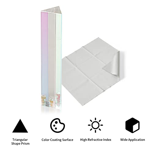 Meking Photography Prism Crystal with 1/4-20 Thread, Optical Glass Triangular Prism for Photographer, Kids, Rainbow Maker, Teaching Light Spectrum