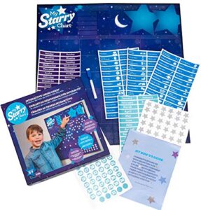 my starry chart – kids chore chart calendar board for behavior, reward, responsibility, incentive & routine at home – homeschool planner supplies with dry erase reusable stickers – preschool learning