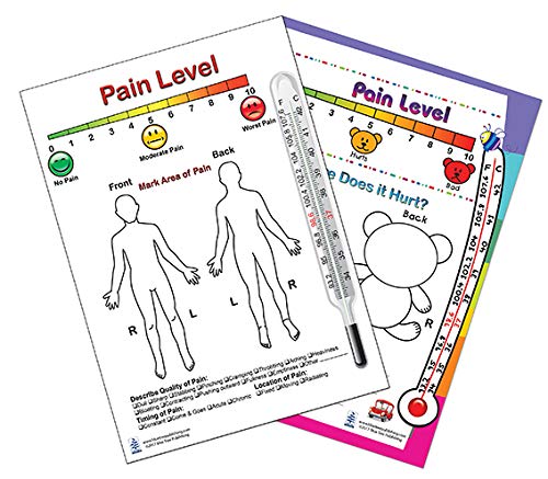 Pain Level Support Card Chart for Adult and Child, Two Sided Medical Pain Level Card