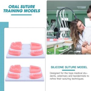 LSOAARRT Oral Suture Training Model Silicone Dental Suture Pad Kit for Hospital Students Vets Practicing Suturing and Implants on Soft Gum Teeth Pink