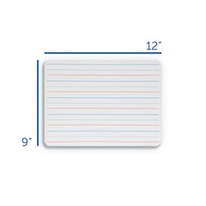 Flipside Two-Sided Red and Blue Ruled Dry Erase Board, 12 x 9, Ruled White Front/Unruled White Back, 12/Pack
