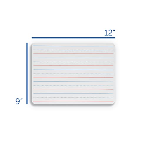 Flipside Two-Sided Red and Blue Ruled Dry Erase Board, 12 x 9, Ruled White Front/Unruled White Back, 12/Pack