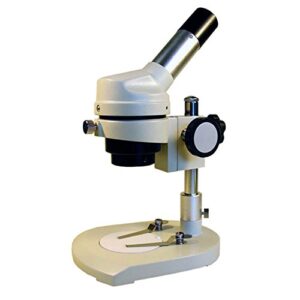 amscope k104-zz elementary stereo/dissecting microscope, 10x and 25x eyepiece, 20x-50x magnification, reversible black/white stage plate, heavy-duty frame