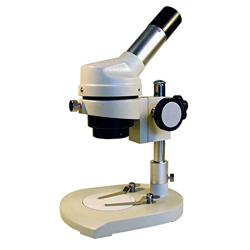 AmScope K104-ZZ Elementary Stereo/Dissecting Microscope, 10x and 25x Eyepiece, 20x-50x Magnification, Reversible Black/White Stage Plate, Heavy-Duty Frame