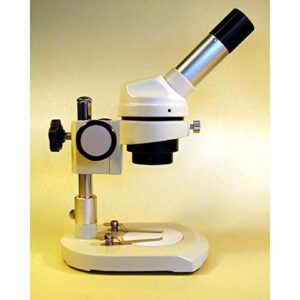 AmScope K104-ZZ Elementary Stereo/Dissecting Microscope, 10x and 25x Eyepiece, 20x-50x Magnification, Reversible Black/White Stage Plate, Heavy-Duty Frame