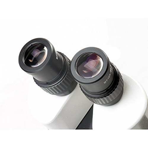 AmScope SM-1BZ-FRL Professional Binocular Stereo Zoom Microscope, WH10x Eyepieces, 3.5x-90x Magnification, 0.7X-4.5X Zoom Objective, Fluorescent Ring Light, Large Table Pillar Stand, 110V-240V, Includes 0.5x and 2.0x Barlow Lenses