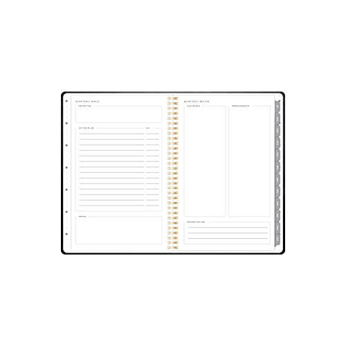 russell+hazel 2021 to 2022 Weekly Academic Planner, Black Vegan Leather Cover, A5, Spiral Bound, 5.25” x 8” (58613)