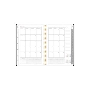 russell+hazel 2021 to 2022 Weekly Academic Planner, Black Vegan Leather Cover, A5, Spiral Bound, 5.25” x 8” (58613)